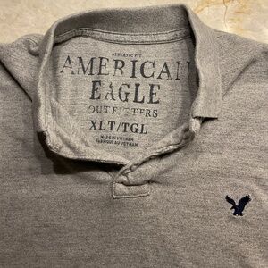 American Eagle Athletic Fit Men’s Cotton Polo Grey Shirt - XL Tall